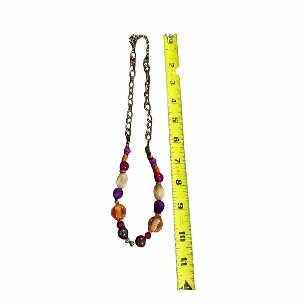 Ruby Rd Multi Color Beaded Necklace With Gold Cha… - image 3